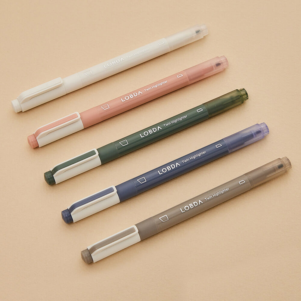 Lobda Double Ended 5 Highlighter Markers Set